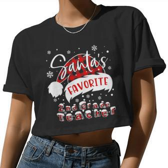 Santa's Favorite 2Nd Grade Teacher Women Cropped T-shirt - Monsterry UK