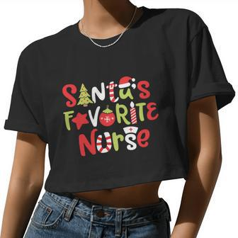 Santa's Favorite Nurse Christmas Women Men Santa Hat Xmas Women Cropped T-shirt - Monsterry AU