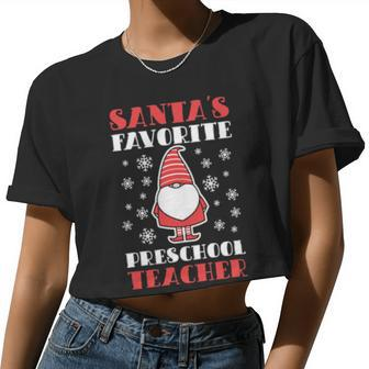 Santa's Favorite Preschool Teacher Women Cropped T-shirt - Monsterry DE