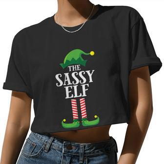 Sassy Elf Matching Family Group Christmas Party Pajama Women Cropped T-shirt - Monsterry UK
