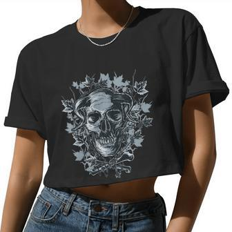 Scary Devil Skull Women Cropped T-shirt - Monsterry CA