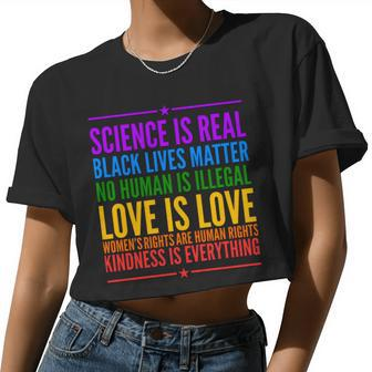 Science Is Real Black Lives Matter Love Is Love Tshirt Women Cropped T-shirt - Monsterry UK
