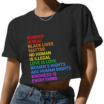 Science Is Real Black Lives Matter No Human Is Illegal Love Women Cropped T-shirt - Monsterry CA