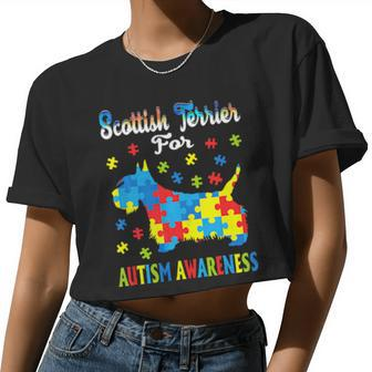 Scottish Terrier For Autism Awareness Parents Dog Mom Women Cropped T-shirt - Monsterry UK