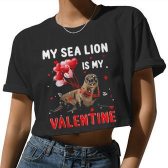 My Sea Lion Is My Valentine Apparel Animals Lover Women Women Cropped T-shirt - Monsterry CA