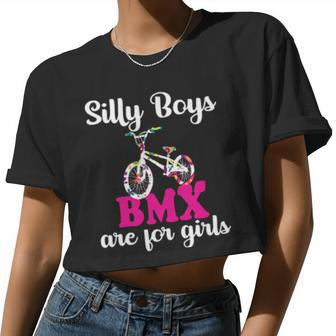 Silly Boys Bmx Are For Girls Bike Racing Girl Women Cropped T-shirt - Monsterry DE