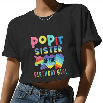 Sister Of The Birthday Girl Pop It Unicorn Birthday Women Cropped T-shirt - Monsterry UK