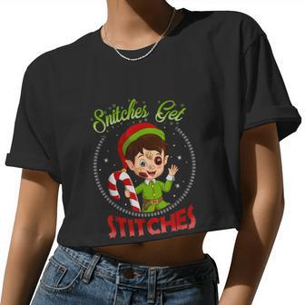 Snitches Get Stitches Elf On A Self Christmas Xmas Holiday V2 Women Cropped T-shirt - Monsterry DE