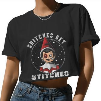 Snitches Get Stitches The Elf Xmas Christmas V3 Women Cropped T-shirt - Monsterry