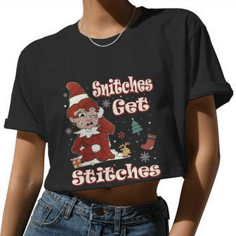 Snitches Get Stitches The Elf Xmas Snitches Get Stitches V2 Women Cropped T-shirt - Monsterry