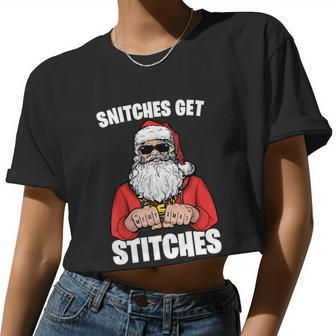 Snitches Get Stitches Santa Women Cropped T-shirt - Monsterry UK
