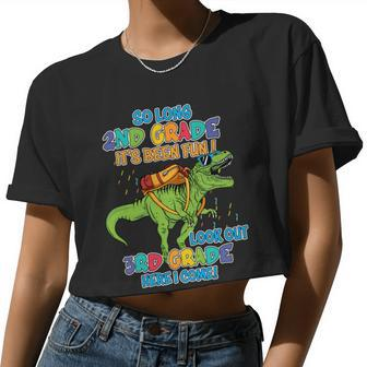 So Long 2Nd Grade It's Been Fun T_Rex Back To School Women Cropped T-shirt - Monsterry DE