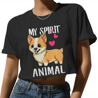 My Spirit Animal Corgi Dog Love-R Dad Mom Boy Girl Women Cropped T-shirt - Monsterry DE