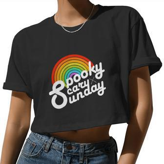 Spooky Scary Sunday Rainbow Spooky Scary Sunday Trendy Women Cropped T-shirt - Monsterry UK