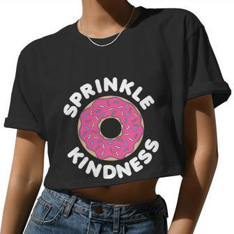 Sprinkle Kindness For Donut Lover Strawberry Sprinkles Dark V2 Women Cropped T-shirt - Monsterry