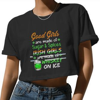 St Patrick's Day Irish Girls Whiskey On Ice Women Cropped T-shirt - Monsterry UK