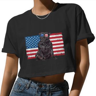 Staffordshire Bull Terrier Dog American Flag Staffie Mom Dad Women Cropped T-shirt - Monsterry UK