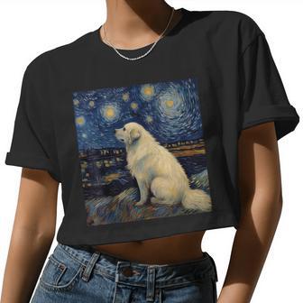 Starry Night Great Pyrenees Dog Lover Dog Mom Dog Dad Women Cropped T-shirt - Monsterry UK