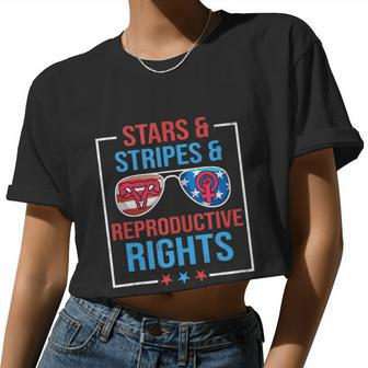 Stars Stripes And Reproductive Rights 4Th Of July Girl Women Cropped T-shirt - Monsterry