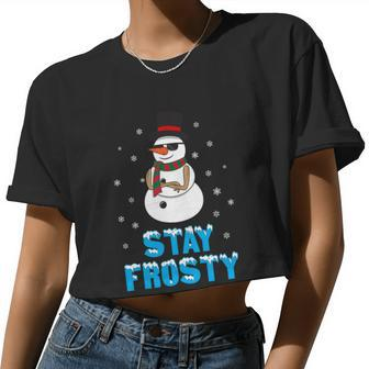 Stay Frosty Shirt Christmas Shirt Cool Snowman Tshirt V2 Women Cropped T-shirt - Monsterry
