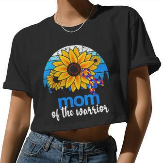 Sunflower Autism Mom Of The Warrior Vintage Women Cropped T-shirt - Monsterry UK