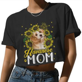 Sunflower Havanese Mom Dog Lovers Women Cropped T-shirt - Monsterry