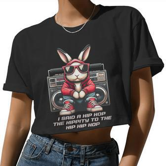 Sunglass Bunny Hip Hop Hippity Easter Womens Women Cropped T-shirt - Monsterry