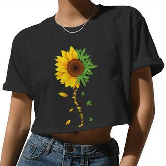 You Are My Sunshine Weed Sunflower Marijuana Tshirt Women Cropped T-shirt - Monsterry