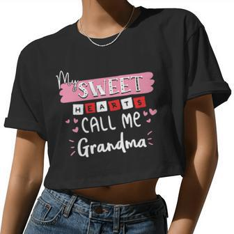 My Sweet Hearts Call Me Grandma Valentine Day Women Cropped T-shirt - Monsterry