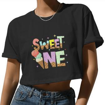 The Sweet One Cute Ice Cream Lovers Birthday Women Cropped T-shirt - Monsterry UK