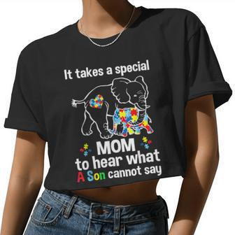 It Takes A Special Mom To Hear What A Son Autism Awareness Women Cropped T-shirt - Monsterry UK