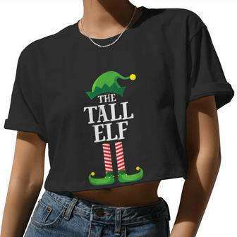 Tall Elf Matching Family Group Christmas Party Pajama Women Cropped T-shirt - Monsterry