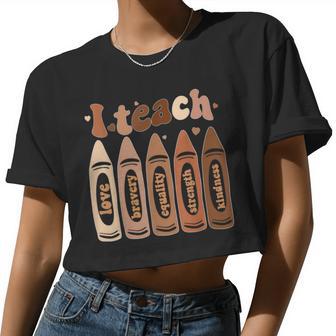 I Teach Black History Month Melanin Afro African Teacher Women Cropped T-shirt - Monsterry UK