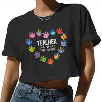 Teacher Of Tiny Humans Kindergarten Preschool Teacher Women Cropped T-shirt - Monsterry