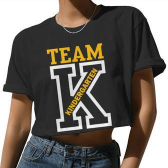 Team Kindergarten Teacher Logo Women Cropped T-shirt - Monsterry UK