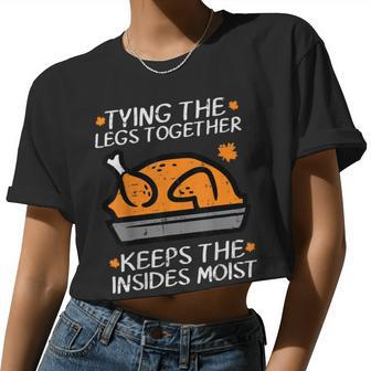 Thanksgiving Turkey Tying Legs Together Fall Women Women Cropped T-shirt - Monsterry AU