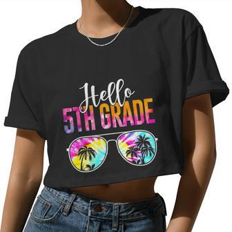 Tie Dye Hello 5Th Grade Teacher First Day Of School Women Cropped T-shirt - Monsterry