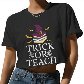 Trick Or Teach Halloween Women Cropped T-shirt - Monsterry