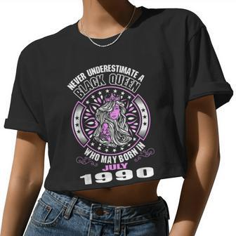 Never Underestimate A Black Queen Born In July 1990 Women Cropped T-shirt - Monsterry AU
