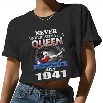 Never Underestimate A Queen Born In July 1941 Women Cropped T-shirt - Monsterry UK