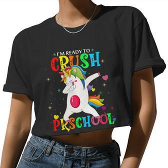 Unicorn Im Ready To Crush Preschool Women Cropped T-shirt - Monsterry