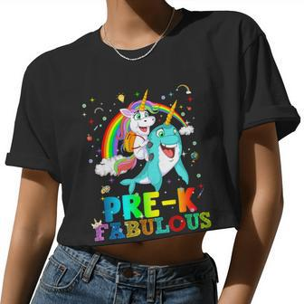Unicorn Riding Narwhal Prek Fabulous Women Cropped T-shirt - Monsterry AU