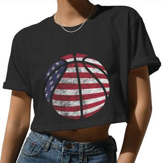 Us American Flag For Patriotic Basketball Women Cropped T-shirt - Monsterry CA