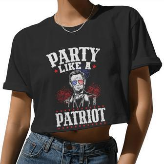 Usa Flag Party Like A Patriot Plus Size Shirt For Men Women And Family Women Cropped T-shirt - Monsterry UK