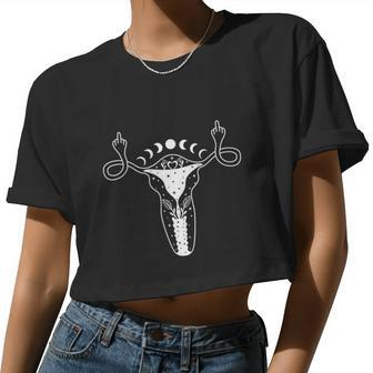 Uterus Shows Middle Finger Feminist Pro Choice V2 Women Cropped T-shirt - Monsterry UK