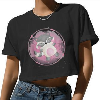 Valentine Love Cute Girls Racoon Tops Women Cropped T-shirt - Monsterry AU