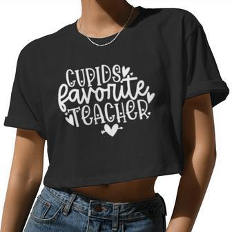 Valentine's Day Cupid's Favorite Teacher Women Cropped T-shirt - Monsterry
