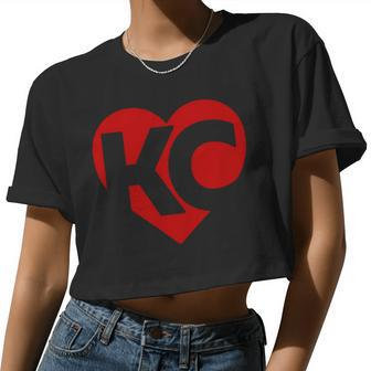 Valentines Day Kansas City Heart I Love Kc Women's Top Women Cropped T-shirt - Monsterry