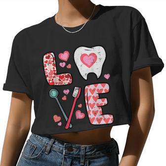 Valentines Day Love Tooth Dental Life Cute Dentist Women Women Cropped T-shirt - Monsterry AU