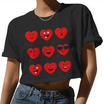 Valentines Day Silly Faces Hearts Boys Girls Women Cropped T-shirt - Monsterry DE